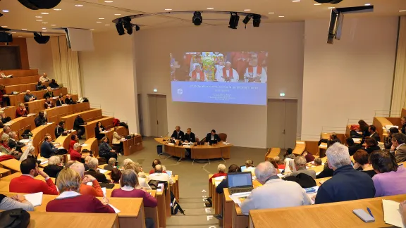 Participants attending the Colloquium at the Paris Institute for Advanced Studies in Ecumenism listen to LWF General Secretary Rev. Dr Martin Junge giving his keynote address. Photo: Ivan Karageorgiev/UnitÃ© des ChrÃ©tiens