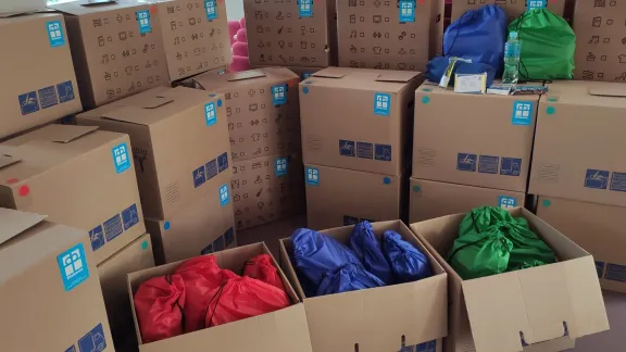 Supplies ready for distribution to the hospital and detention center at the border of Poland and Belarus where thousands of migrants are stranded. Photo: Diaconia Poland