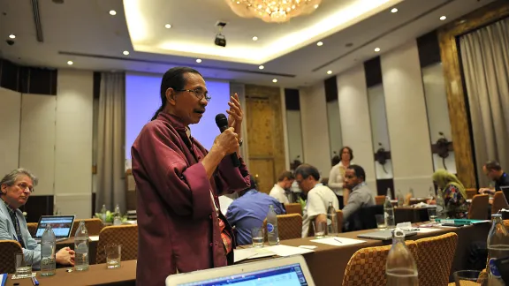 Pracha Hutanuwatra, program director at the International Network of Engaged Buddhists, invited participants at the SDG forum in Bangkok to redefine what is considered important in life. Photo: LWF/A. DanÃ­elsson