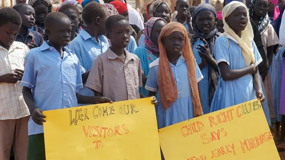 Child rights club in Kaya refugee camp, South Sudan. Photo: LWF/ C. KÃ¤stner