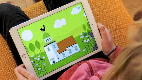 Child using the application, developped by the Church of Sweden. Photo: Church of Sweden