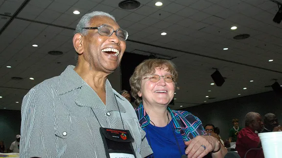 Rev. Dr Philip Potter and his wife, Bishop-emeritus BÃ¤rbel Wartenberg-Potter, in 2006. Photo: Igor Sperotto/WCC