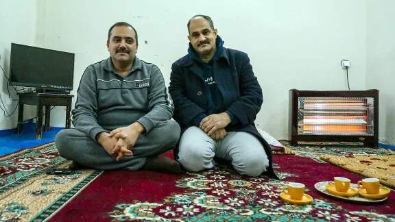 Dr H. and his neighbour. Both men have taken shelter with their families in Kurdistan where a LWF partner operates a mobile health clinic. Photo: LWF/S. Cox