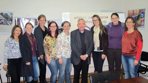 LWF President Bishop Dr Munib A. Younan, with members of the EST Gender Research group in SÃ£o Leopoldo. Photo: EST/ Adriana Gastellu