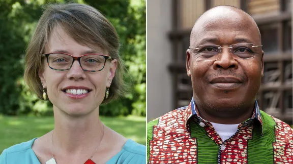 Scripture scholars Rev. Dr Sarah Hinlicky Wilson, associate pastor at Tokyo Lutheran Church, and Rev. Dr Jean Koulagna, director of the Ecumenical Institute of Theology Al Mowafaqa in Rabat. Photo: Montage LWF/S. Gallay 