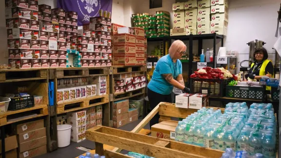 The distribution center at the Krakow train station managed by the Polish Scouting and Guiding Association and their partners. Photo: LWF/ L. Gillabert 