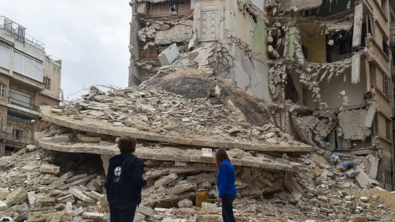 A damaged building in Aleppo. Photo: LWF/ A. Khamees