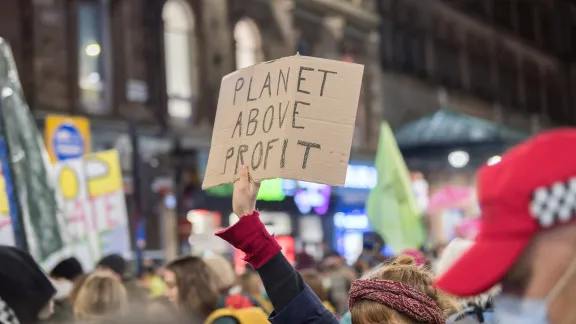 Climate activists in Glasgow during the COP26 conference in November 2021. Photo: LWF/A. Hillert