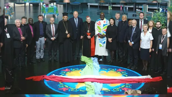 LWF leaders with the ecumenical guests taking part in a panel discussion on the closing day of the LWF Thirteenth Assembly in Krakow, Poland. Photo: LWF/M. Renaux