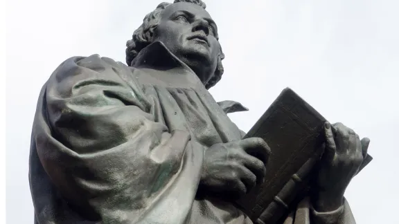 Martin Luther's statue on the marketplace in Wittenberg