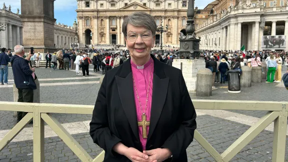 The bishop also spoke with Pope Francis after the general audience. Photo: Vatican Media