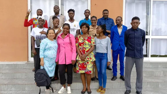 Marie-Anne Sliwinski with members of the local community in Angola. Photo: ELCA