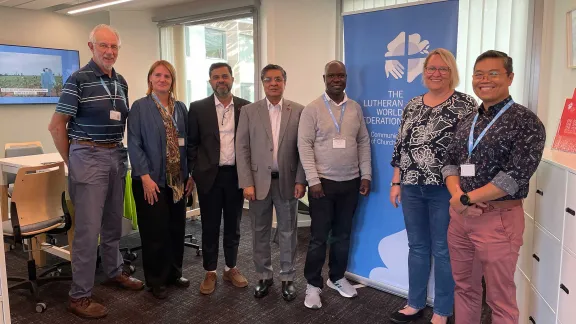 LWF staff with Tapan Kumar Karmaker and Tarik Sayed Harun, RDRS. Photo: LWF/ C. Kästner-Meyer