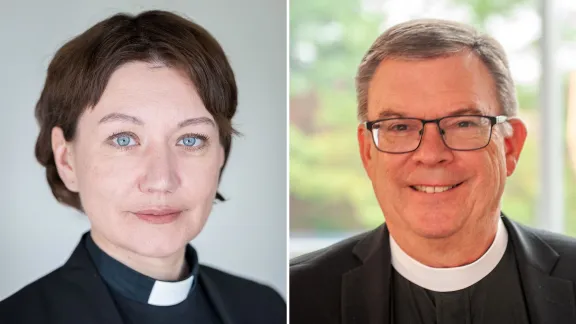 Anlässlich des 25. Jahrestages der Gemeinsamen Erklärung zur Rechtfertigungslehre (JDDJ) durch die christlichen Kirchengemeinschaften geben Generalsekretärin Pfarrerin Dr. Anne Burghardt (links) und der Assistierende Generalsekretär für ökumenische Beziehungen Prof. Dr. Dirk Lange (rechts) Einblicke in die anhaltende Wirkung der Erklärung auf die Gestaltung des theologischen Dialogs und die Förderung des Engagements für das Gemeinwohl. Fotos: LWF/Albin Hillert (links), Alessia Giuliani/CPP (rechts)