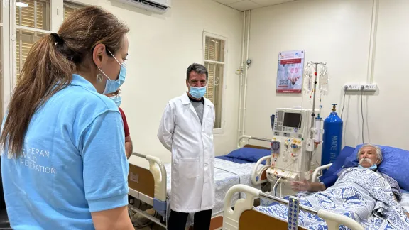 LWF Country Director for Jordan and Syria Ameera Khamis visits a dialysis center in Aleppo