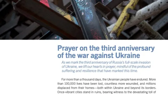 Prayer on third anniversary of war against Ukraine