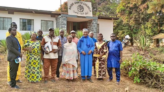 Radio Sawtu Linjiila has over 2 million listeners in Cameroon and neighboring countries, with programs in French and 16 local languages including Fulani. Director, Rev. Ngayap Moise (third from right) with local language trainees at the head office in Ngaoundéré. Photo: RSL