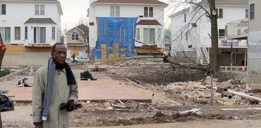 ELCT North-Western Diocese Bishop Elisa Buberwa surveys the storm's damage in Staten Island, New York. Â© ELCA