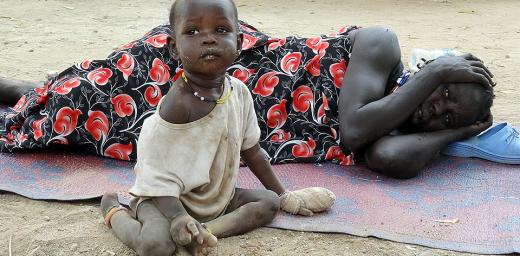 A child wounded in the fighting rests at Juba hospital, where the LWF is providing blankets, food and water. Â© LWF