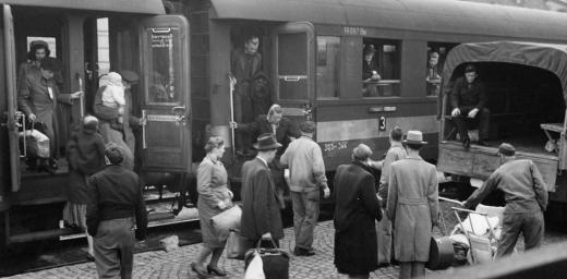 LWF work began at the end of World War II with service to displaced persons such as these in Germany arriving at an embarkment center from area resettlement camps. Â© Archives of the Evangelical Lutheran Church in America