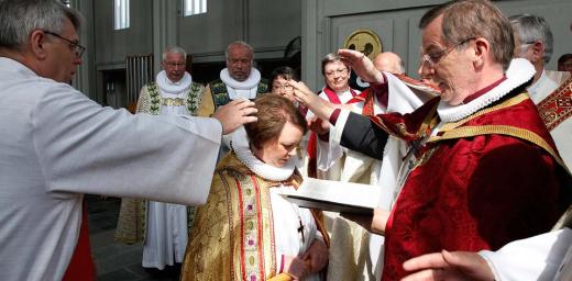 Rev. Agnes M. SigurÃ°ardÃ³ttir is consecrated as Bishop of The Evangelical Lutheran Church of Iceland. Â© Gunnar VigfÃºsson
