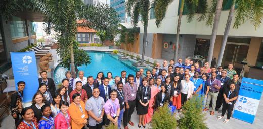 Participants in the Asia Church Leadership Conference gather outside the conference venue in Bangkok, Thailand. Photo: LWF/J.C. ValerianoÂ 