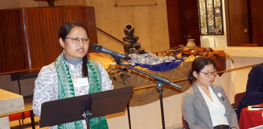 Ranjita Borgoary gives a presentation at a meeting associated with the Commission on the Status of Women. Photo: LWF
