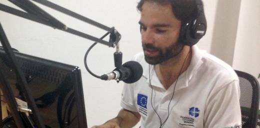 LWF/ DIPECO radio host Victor Linares on air. Photo: LWF Colombia/Nubia Rojas