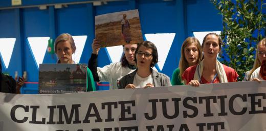 Young people urging for climate action during COP25 in Madrid, Spain. Photo: LWF/Albin Hillert