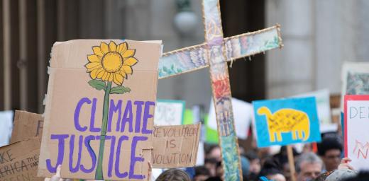 Climate activists from LWF, ACT Alliance, WCC, and other ecumenical bodies joined a march through the streets of New York City in the Climate Strike in September 2019, demanding climate justice now. Photo: Simon Chambers/ACT