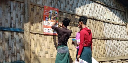 LWF is working in Myanmarâs Rakhine, Chin and Kayin States to support awareness raising on COVID-19 prevention. Here, posters are distributed in local languages with information on hygiene and other measures to stop the spread of infection. Photo: LWF Myanmar 