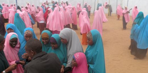 Dadaab is the worldâs largest cluster of refugee camps, with a population of more than 350,000 people. At its Kambioos camp, LWF provides dedicated areas for girls that offer activities and protection. Photo: LWF