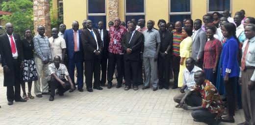 Government and civil society participants in an LWF-organized meeting on UPR implementation in Juba, South Sudan, July 2018. Photo: LWF/E. Gore 
