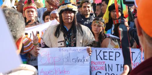 Indigenous communities take part in a climate march during COP22 conference in Marrakech. Photo: Photo: Ivars Kupcis/WCC 
