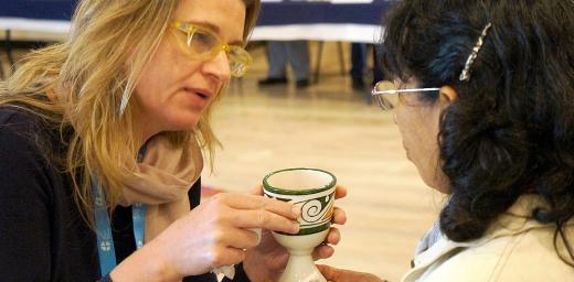 IELCH Bishop Izani Bruch (left) sharing Holy Communion with Peruvian pastor Rev. Ofelia DÃ¡vila during the 2015 Latin American and Caribbean Leadership Conference in La Paz, Bolivia. Photo: Eugenio Albrecht