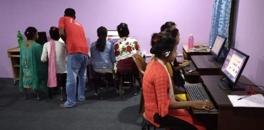 The first group of eight students at the new ICT center of the Nepal Evangelical Lutheran Church in the southeastern city of Biratnagar. Photo: NELC