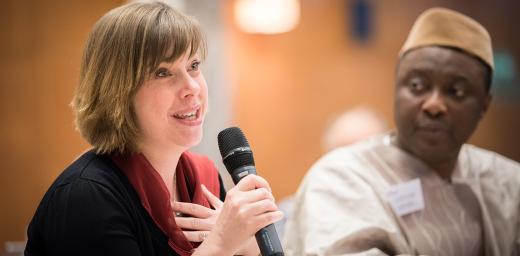IERP General Secretary Rev. Sonia Skupch speaks at an ecumenical event in Geneva, Switzerland. Photo: WCC/ Albin Hillert