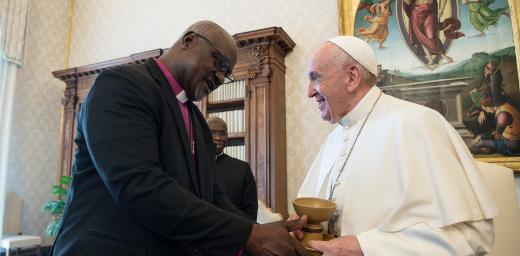 LWF President Archbishop Dr. Panti Filibus Musa and Pope Francis. Photo credit: Vatican media