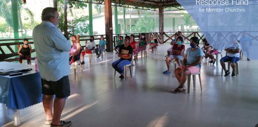 The Lutheran Center in Tiaong, Quezon Province, a Lutheran Church in the Philippines ministry, gathers in April with social distancing. Photo: LCP