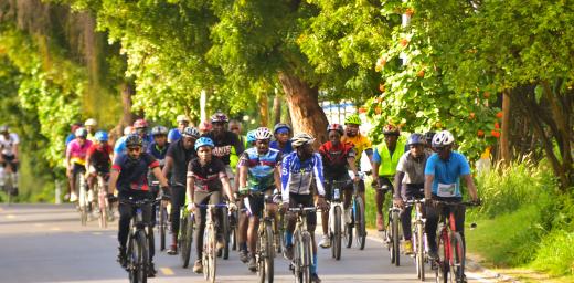 Maro Maua and his supporters cycling through Mombasa