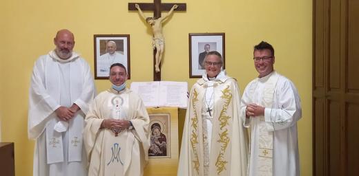 Bishop Karin Johannesson and Rev. James Hadley with the parish priests of Lampedusa