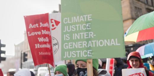Since 2011, young people have represented the LWF at the UN climate change conferences COP, advocating for climate and intergenerational justice. Last year they also participated in the climate march during COP26 in Glasgow, Scotland. Photo: LWF/Albin Hillert