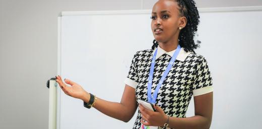 Phiona Uwase from the Lutheran Church of Rwanda, pictured at LWF’s Youth Pre-Assembly in Poland, was a scholarship holder for the 2023 training in theology, gender justice and leadership education. Photo: LWF/J.C. Valeriano