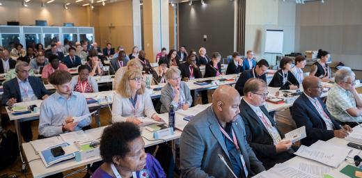 The newly LWF Council convenes for their first session following the LWF Thirteenth Assembly. Photo: LWF/Albin Hillert