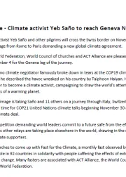 Climate activist Yeb Saño to reach Geneva November 3